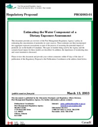 Estimating the water component of a dietary exposure assessment