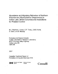 Abundance and migratory behaviour of northern pikeminnow (Ptychocheilus oregonensis) in Cultus Lake, British Columbia and implications for predator control