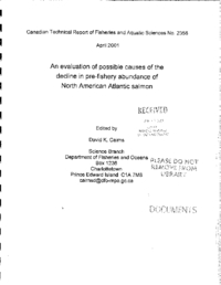 An evaluation of possible causes of the decline in pre-fishery abundance of North             American Atlantic salmon
