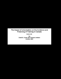 The impact of unionisation on the incidence and financing of training in Canada