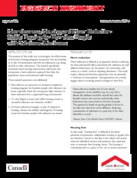 Homelessness, housing, and harm reduction : stable housing for homeless people with substance use issues