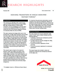 Housing transition in single industry instant towns