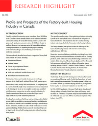 Profile and prospects of the factory-built housing industry in Canada