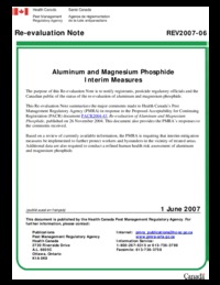 Aluminum and magnesium phosphide : interim measures