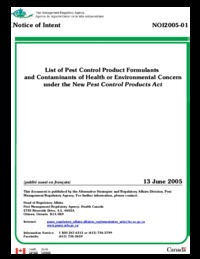 List of pest control product formulants and contaminants of health or environmental concern under the new Pest Control Products Act